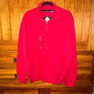 Brand New with Tags Izod Men's Bold Red Zip-Up Sweater